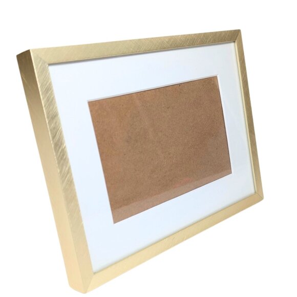 Brushed Gold Picture Frame 4x6 Photo 8.5" x 5.5" Frame Desktop Wall - Picture 3 of 6